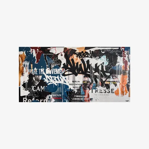 «ALWAYS AROND», Mischtechnik auf Leinwand, 2024, 220 × 110 × 4 cm